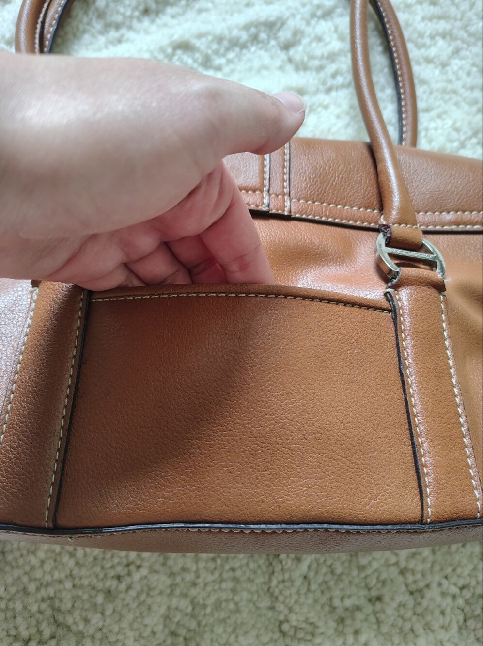 Liz Claiborne Brown Faux Leather Shoulder Bag - Picture 6 of 16